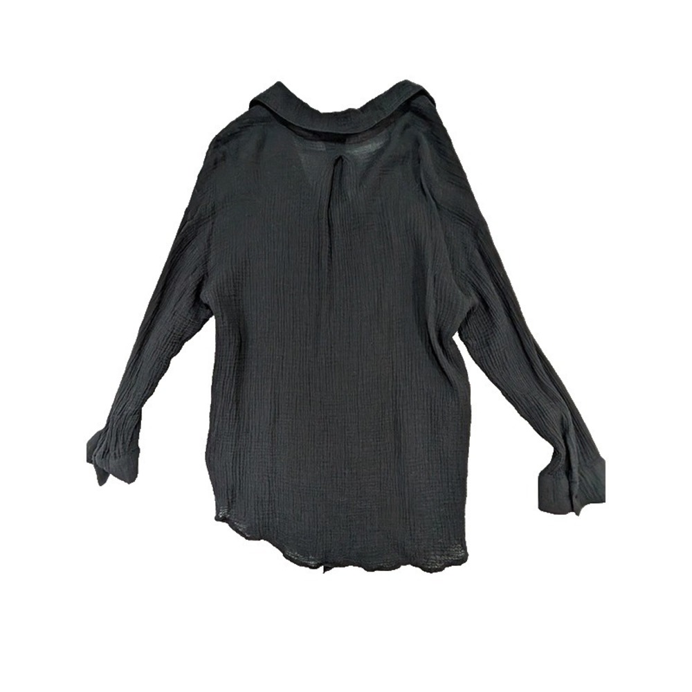Shade & Shore Top Cover Up Womens M Black Gauzy Coastal Lagenlook Resort Beach - Picture 2 of 9